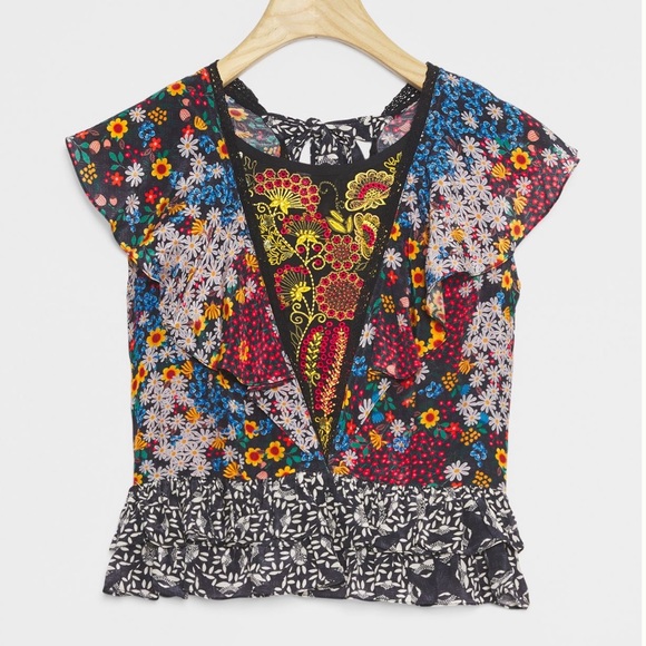 Anthropologie Tops - (XL) Neda Beaded Short Sleeve Blouse